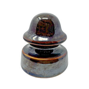 Vintage Dark Brown Ceramic Electrical Insulator Heavy Utility Pole Antique 3.5"